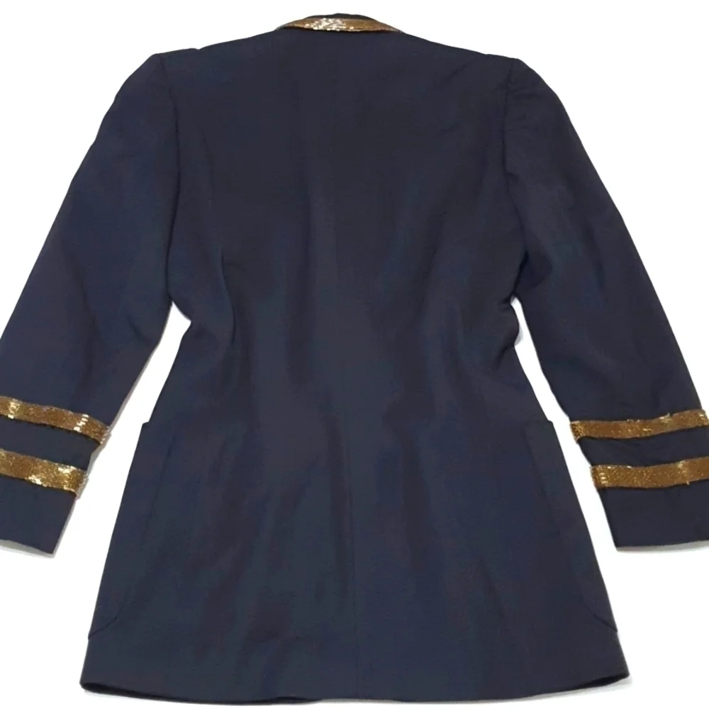 Escada 100% Wool Beaded Trim Coat